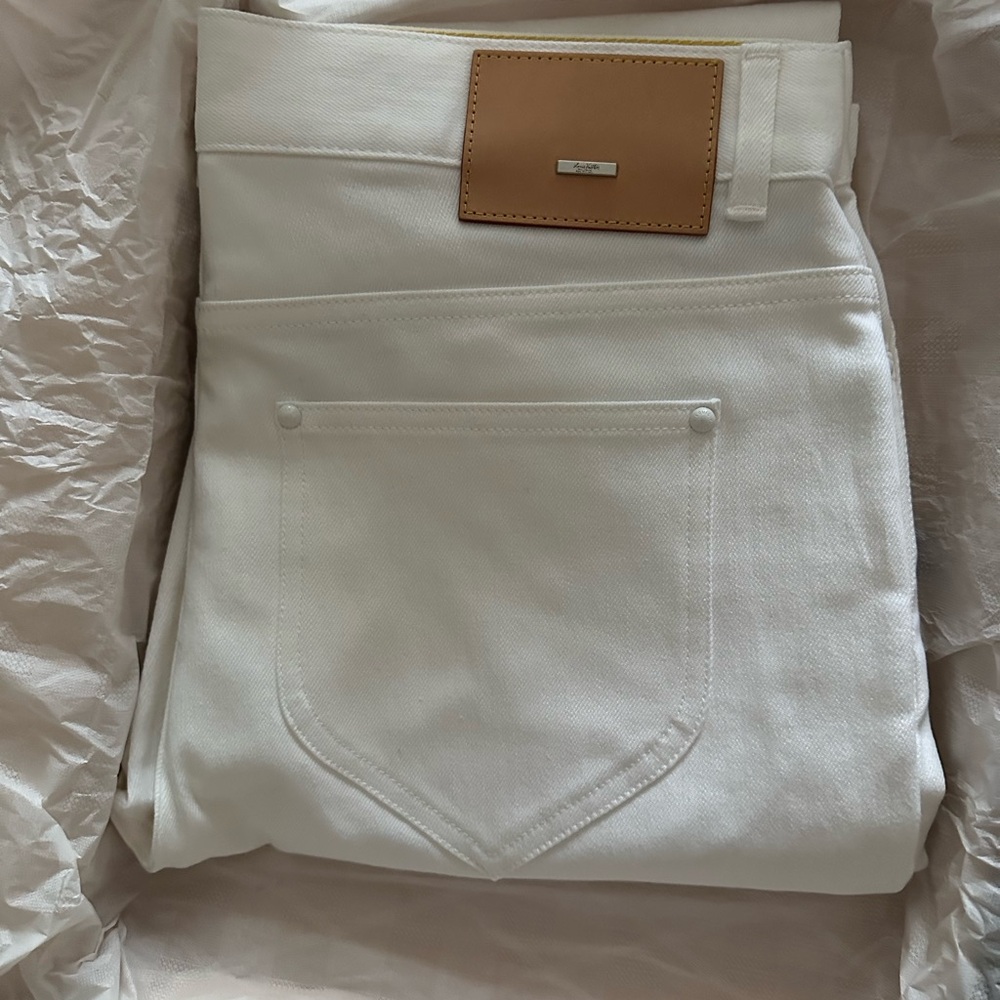 Louis Vuitton Cream Jeans with Tan Accents